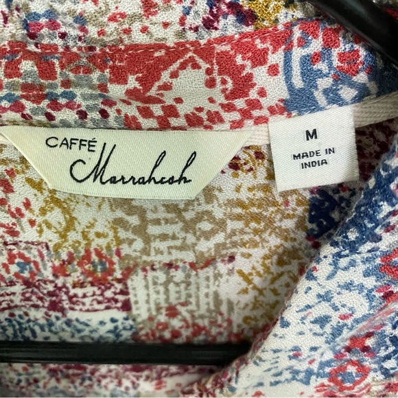 Caffe Marrakesh multicolor button down blouse long shirt size M - Picture 3 of 3